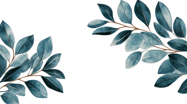 Botanical decoration with leaves and branches, cut out transparent png