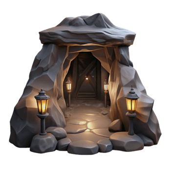beautiful contemporary Dark Cave Passage Transparent Background with Dramatic Shadows premium png