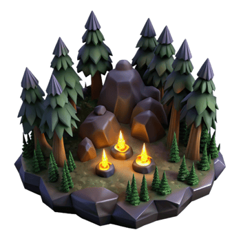 stunning modern Dark Forest Glowing Flora Top View Isolated exclusive png