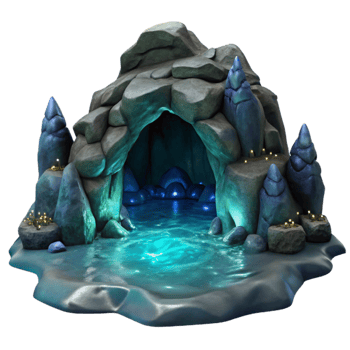 magnificent traditional Dark Ocean Grotto with Bioluminescence Cutout premium png