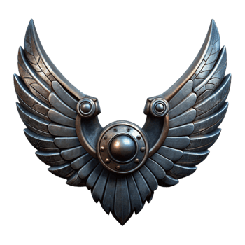 impressive abstract Dark Steel Mechanical Wings Front View Cutout png