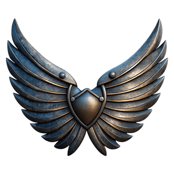 serene creative Dark Steel Mechanical Wings Front View Cutout premium png