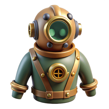 stunning creative Deep Sea Diver Cutout with Underwater Lighting professional png