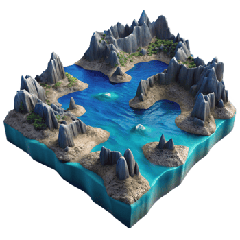 vibrant artistic Deep Sea Grotto Bioluminescent Creatures Isolated png