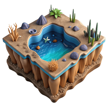 vibrant artistic Deep Sea Trench Landscape Cutout Side View authentic png