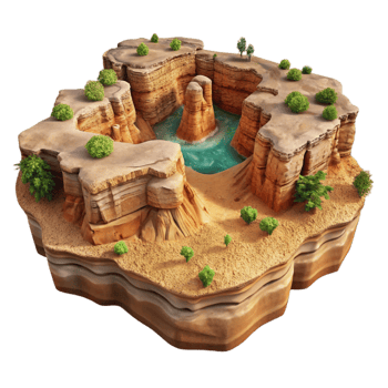 dramatic rustic Desert Gorge Panorama Isolated Golden Hour Lighting png