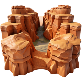 dramatic minimalist Desert Gorge Isolated Sunlit Canyon Walls Cutout professional png