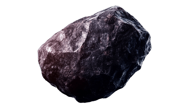 Isolated rock on black background, cut out transparent png