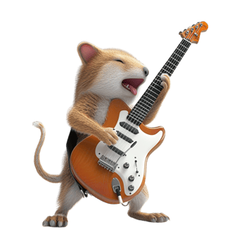 A cartoon mouse playing an electric guitar png