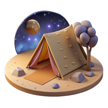 magnificent modern Desert Sundowner Campsite Isolated with Starry Night Sky high resolution png