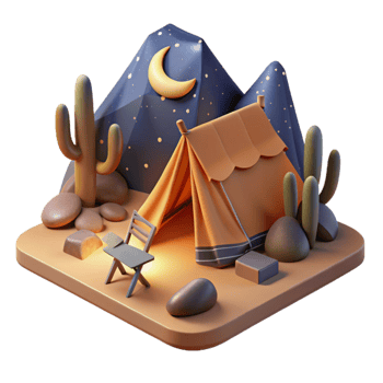 beautiful classic Desert Sundowner Campsite Isolated with Starry Night Sky exclusive png