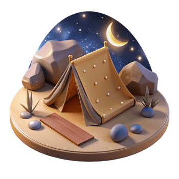 extraordinary classic Desert Sundowner Campsite Isolated with Starry Night Sky original png