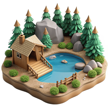 elegant contemporary Detailed Lake Scene Cutout Transparent Background original png
