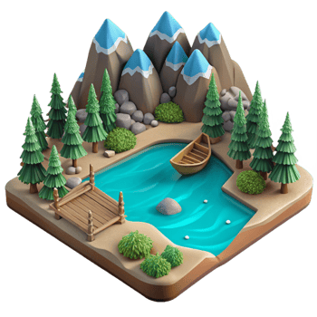 impressive abstract Detailed Lake Scene Cutout Transparent Background high resolution png