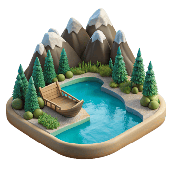 serene rustic Detailed Lake Scene Cutout Transparent Background high resolution png