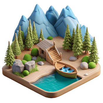 beautiful contemporary Detailed Lake Scene Cutout Transparent Background premium png