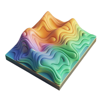 magnificent vintage Detailed Spectral Topography Chart Transparent Background Angled View exclusive png