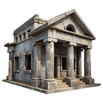 elegant modern Dilapidated Building Facade Cutout Gray Concrete Texture premium png