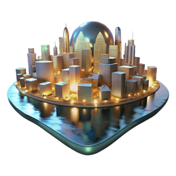 dramatic creative Distorted City Lights Reflection in Night Water Cutout high quality png