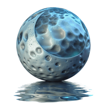 dramatic contemporary Distorted Moon Reflection in Water Ripples Transparent Background premium png