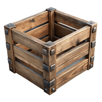 elegant minimalist Distressed Wooden Crate Isolated authentic png