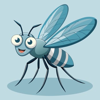 Cartoon Fly Illustration On Light Blue vector