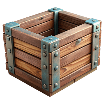 dramatic minimalist Distressed Wooden Crate Isolated original png
