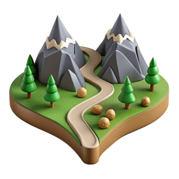 wonderful modern Diverging Paths Mountain Landscape Isolated Element detailed png