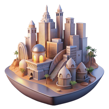 extraordinary abstract Dreamlike Cityscape at Dawn Isolated Cutout exclusive png