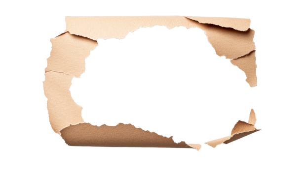 Torn brown paper frame, ripped edges detail, background texture, cut out transparent png