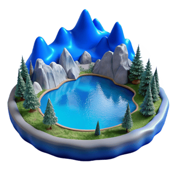 vibrant abstract Dreamy Blue Lake Landscape Cutout Isolated premium png