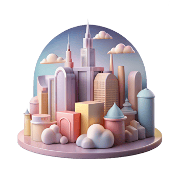 dramatic rustic Dreamy City Skyline Cutout Pastel Hues png