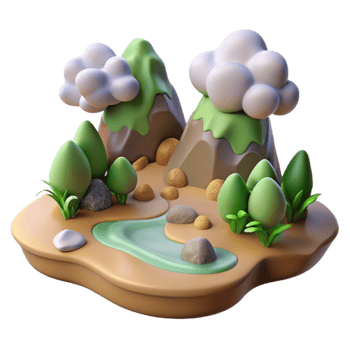 vibrant minimalist Dreamy Lacustrine Landscape Cutout Isolated on Transparent Background premium png