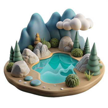 dramatic contemporary Dreamy Lake Landscape Cutout Isolated Element original png