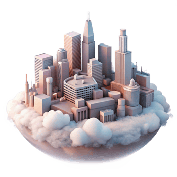 serene classic Dreamy Metropolis Cutout Soft Focus Fog premium png