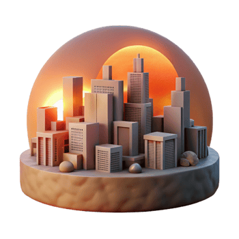dramatic abstract Dusk Cityscape Cutout with Orange Sky detailed png