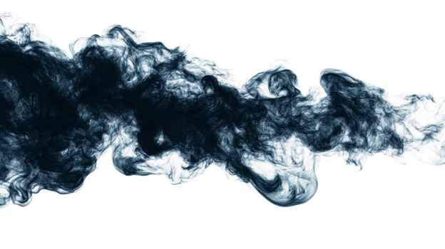 Wisp of dark blue smoke against black background , cut out transparent png