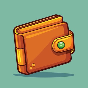 Cartoon Stylish Brown Wallet Digital Illustration vector