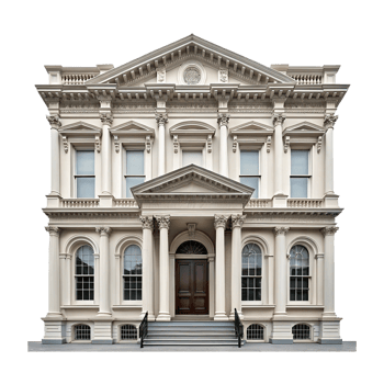 Grand neoclassical building facade png