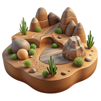 dramatic modern Earthy Landscape Cutout with Vibrant Green Hues premium png