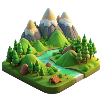 impressive contemporary Earthy Landscape Isolated with Transparent Background Green Meadow original png