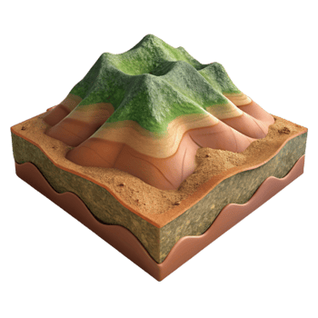 vibrant contemporary Earthy Terrain Cutout Warm Sunlight Isolated Element authentic png