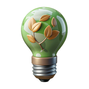 serene abstract Eco Friendly Light Bulb Front View Cutout detailed png