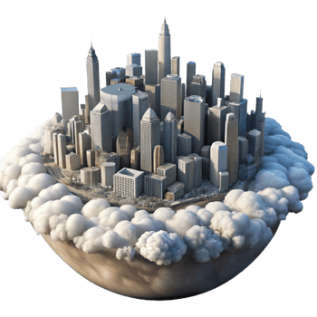 vibrant artistic Eco Friendly Sky City Cutout Green Architecture Transparent Background genuine png