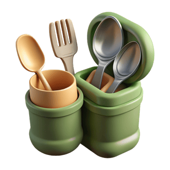 elegant modern Eco Friendly Utensil Set Top View Transparent Isolated genuine png