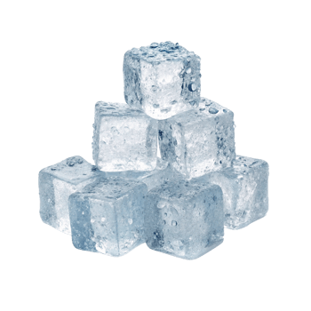 Pile of fresh ice cubes with water droplets. png