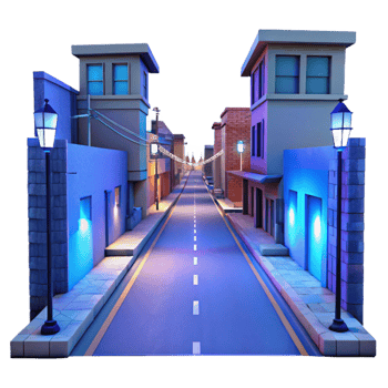 serene abstract Empty City Street at Dusk Transparent Background Blue Hour detailed png