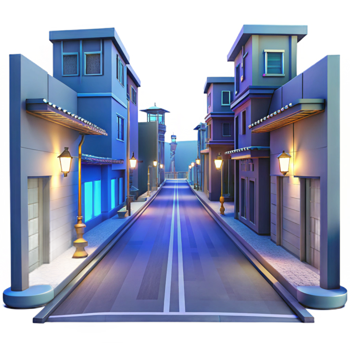 elegant vintage Empty City Street at Dusk Transparent Background Blue Hour original png