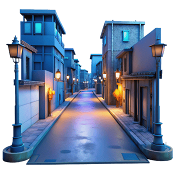 magnificent contemporary Empty City Street at Dusk Transparent Background Blue Hour original png
