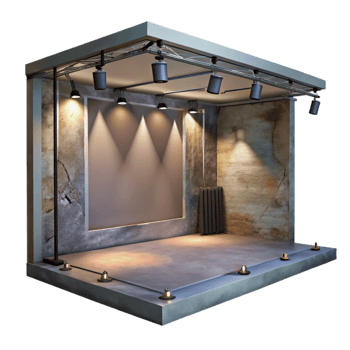 stunning creative Empty Virtual Gallery Space with Spotlights Isolated png